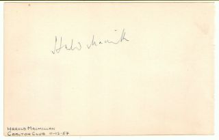 Harold Macmillan British Prime Minister,  Ralph Richardson Signed Page
