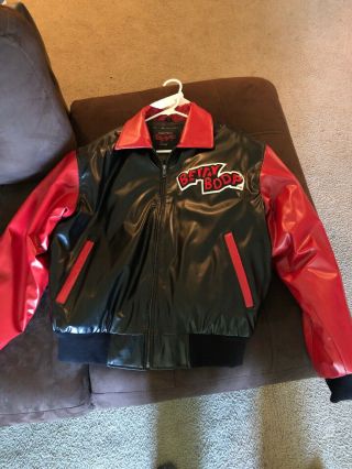 Betty Boop Leather Jacket Black And Red,  Size Large