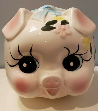 Large Ceramic Vintage " Pig " Piggy Bank - Made In Taiwan -