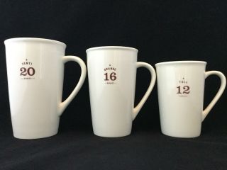 Set Of 3 Starbucks 12 16 20 Ounce Tall Grande Venti White 2010 Coffee Cups/mugs