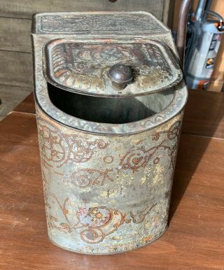 Antique Country Store Lift - Top Sugar Or Spice Counter Canister Tin
