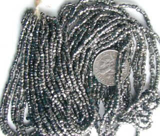 RARE Antique Silvery Marcasite Hued Metallic Sparkle Long Strands Hank 16 - 17bpi 4
