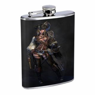 Savage Pirate Pin Up D11 Flask 8oz Stainless Steel Hip Drinking Whiskey Rum