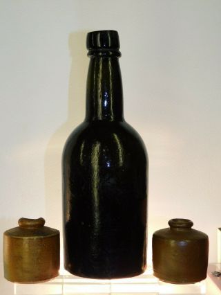 Antique Bottle Rare Squat Dumpy Black Glass Ale 7oz Goldfields Old Bottle 1850 