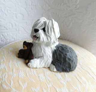 Old English Sheepdog with Teddy Bear Clay Sculpture by Raquel at theWRC 3