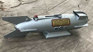 Vtg 50s 60s Duro Mold Mercury Mechanical Rocket Bank Toy Pontiac Federal Savings