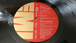 Iron Maiden Ultra Rare NOTB Singapore Hong Kong Malaysia Album Press.  Nr. 2