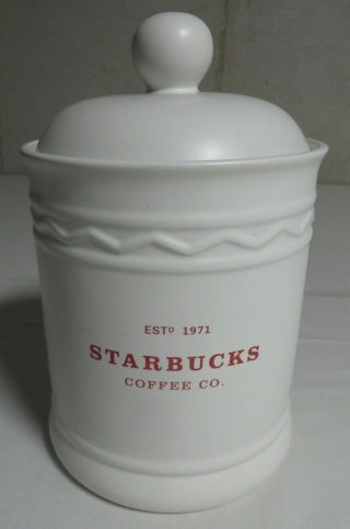 Large Starbucks Coffee Co.  Ceramic Canister Cookie Jar Biscotti Rare Est.  1971
