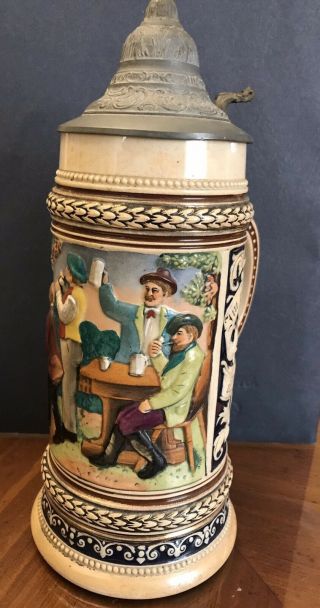 Vintage Ceramic Lidded German Beer Stein Approx 1880