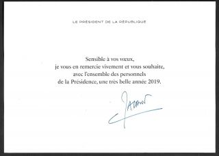 Emmanuel Macron France President Signed Christmas 2018 Greetings Card French