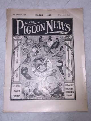 The Pigeon News - March 1927 - Antique Squab Owner Reference Book Twombly