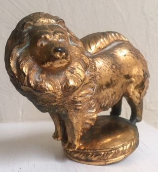 Rare Vtg Brass Metal Chow Show Dog Trophy Figurine Lamp Finial Htf Hollywood Ca