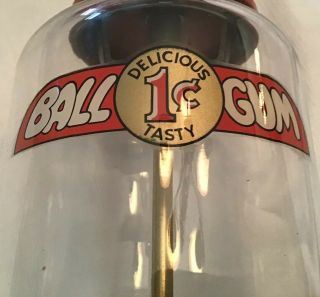 Vintage 1cent Northwestern Model 33 Porcelain Glass Globe Gumball Vending Machin 7
