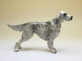 Blue Belton English Setter Black Speckled Porcelain Dog Figurine Japan