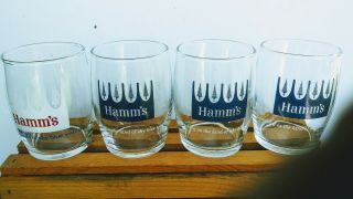 Set Of 4 Hamms Beer Barrel Sampler/taster Glasses Blue Pines (3) White Pine (1)