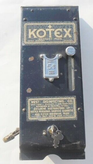 Vintage Or Antique Kotex 5 Cents Sanitary Pads Vending Machine Coin Op Dispenser