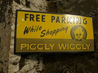 Porcelain Piggly Wiggly Parking Sign Size 12 " X 24 " Inches