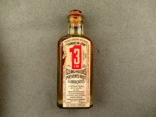 Vintage Three In One Oil Bottle - - 1 0Z - - Cork Cap - - NOS - - BOX & INSTRUCTIONS 2