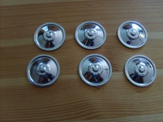 Pressed Steel Toys - 6 Replacement Chrome No - Hole Hubcap For Tonka Toy