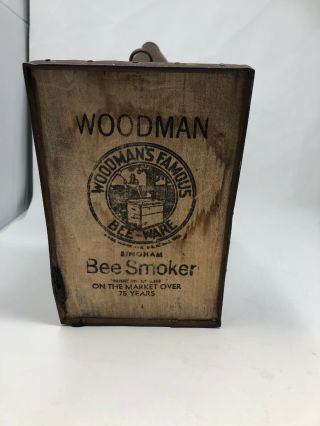 Bee Smoker Vintage Woodman Famous W/ Heat Shield Copper Insert Wall Decoration