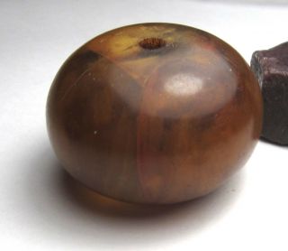 Rare Large Stunning Old " Tibetan " Faux Amber Antique Bead 25mm X 36mm