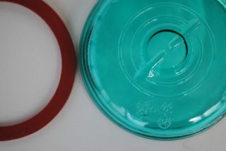 Vintage Blue Glass Lid & Rubber Seal For Ball Ideal Heritage Canning Jar Nos