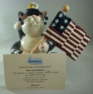 Annaco Creations Limited Ed Whimsiclay Cat POLICEMAN by Amy Lacombe 21041 NIB 5