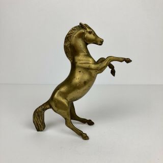 Antique 100 Solid Brass Horse Rearing On Hind Legs And Tail Vintage Equestrian