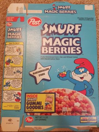 Post Smurf Magic Berries Cereal Box