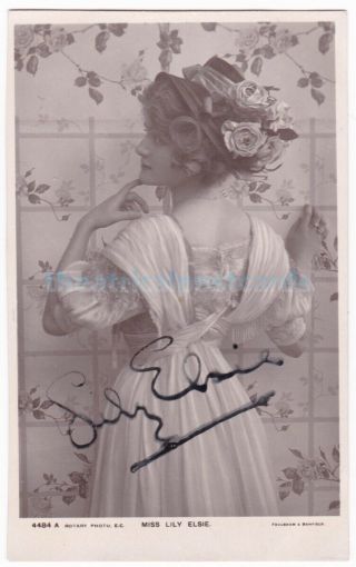 Stage Actress Lily Elsie In Costume.  Signed Postcard