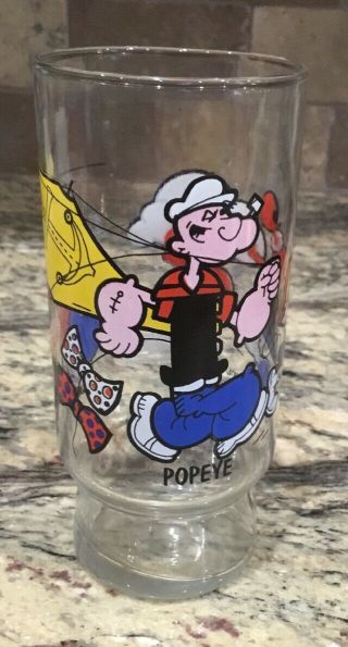 Vintage Popeye Brutus Olive Oyl Sweet Pea Series 1978 Collectors Glass Looks