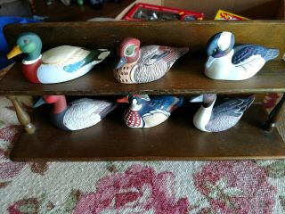 1984 Complete Set Of Six Avon Collector Duck Series With Shelf Sculptures