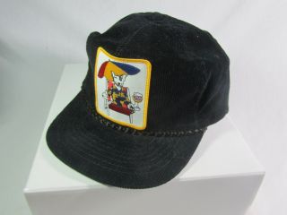 Vtg Bud Light Spud Mckenzie Patch Baseball Hat Cap Amapro Black Corduroy 1980s