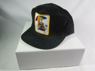 Vtg Bud Light Spud McKenzie Patch Baseball Hat Cap Amapro Black Corduroy 1980s 2