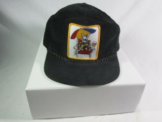 Vtg Bud Light Spud McKenzie Patch Baseball Hat Cap Amapro Black Corduroy 1980s 3