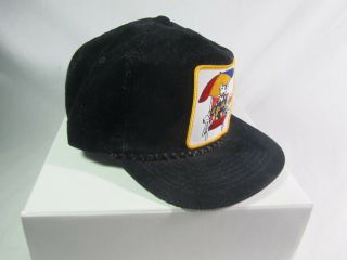 Vtg Bud Light Spud McKenzie Patch Baseball Hat Cap Amapro Black Corduroy 1980s 6