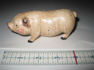 Vintage Cast Iron Pink Piggy Bank Full Never Opened 4 "