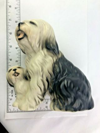 Vintage Japan Old English SheepDog / Shaggy Dog Mom or Dad Pup Ceramic Figurine 5