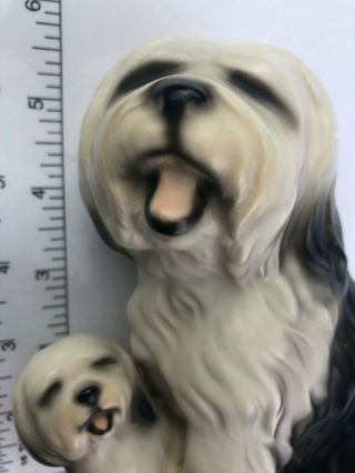 Vintage Japan Old English SheepDog / Shaggy Dog Mom or Dad Pup Ceramic Figurine 6