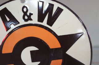 A&W ROOT BEER PORCELAIN METAL SIGN DRIVE IN DINER CAR HOP GAS OIL 50S BARGS DADS 3