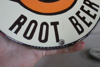 A&W ROOT BEER PORCELAIN METAL SIGN DRIVE IN DINER CAR HOP GAS OIL 50S BARGS DADS 7