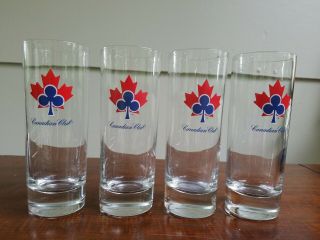 Vintage Canadian Club Tall Glasses Set Of Four (4) In