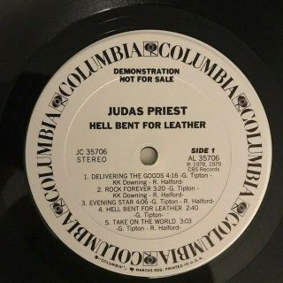 Judas Priest - Hell Bent For Leather LP (1978) Columbia - JC 35706.  Promo - White 4