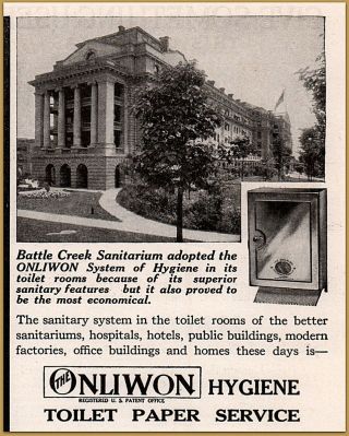 1917 A P W Toilet Paper Onliwon Print Ad Battle Creek Sanitarium