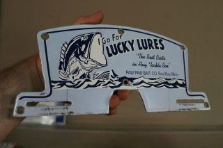 Paw Paw Bait Lucky Lures Porcelain Metal Plate Topper Sign Fishing Bass Boat Gas