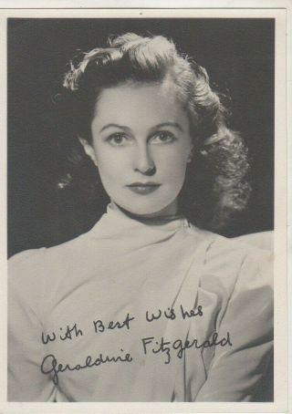Vintage Siigned Photo Of Irish American Actress Geraldine Fitzgerald