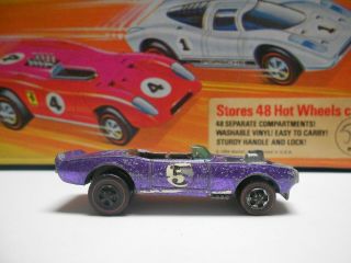 1970 Hot Wheels Light My Firebird 6412 Hk Base Purple Pontiac Redline