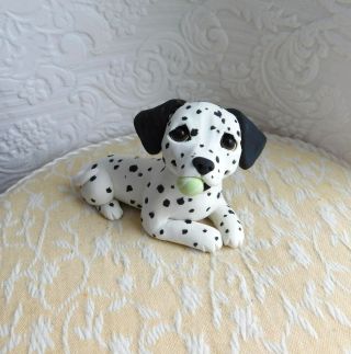 Dalmatian With Tennis Ball Clay Sculpture By Raquel At Thewrc