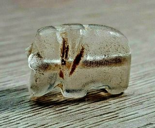 Antique Rock Crystal Elephant Old Royal Vehicel Carved Animal Pyu Crystal Bead