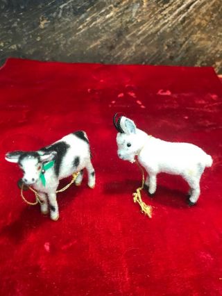 Antique Handwork Kunstlerschutz Farm Animals 3”cow & Ram